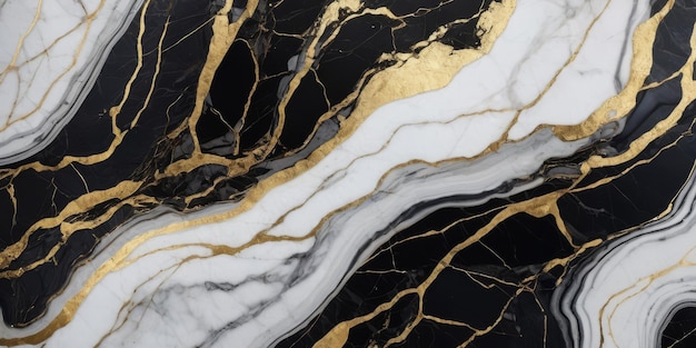 The texture of black and white marble with gold veins Natural pattern Abstract marble background