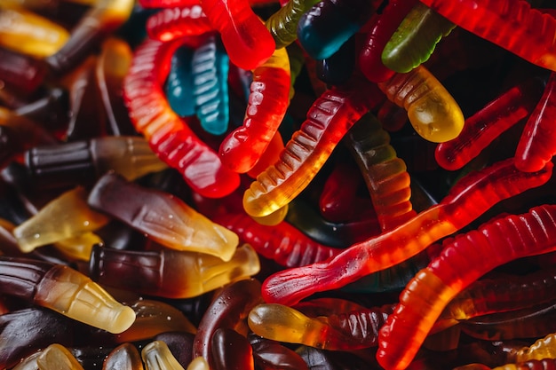 Texture of chewing jelly marmalade sweets closeup