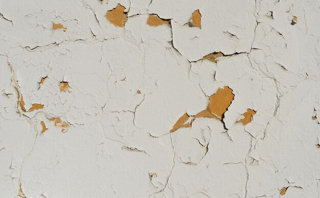 Texture of a concrete old wall with stains and cracks white peeling paint background