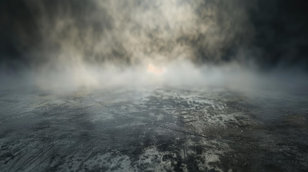 Texture dark concrete floor with mist or fog