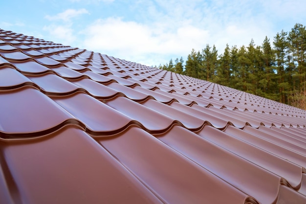 Texture effect tiled metal roof surface waves