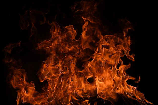 Texture of fire on a black background abstract fire flame background large burning fire