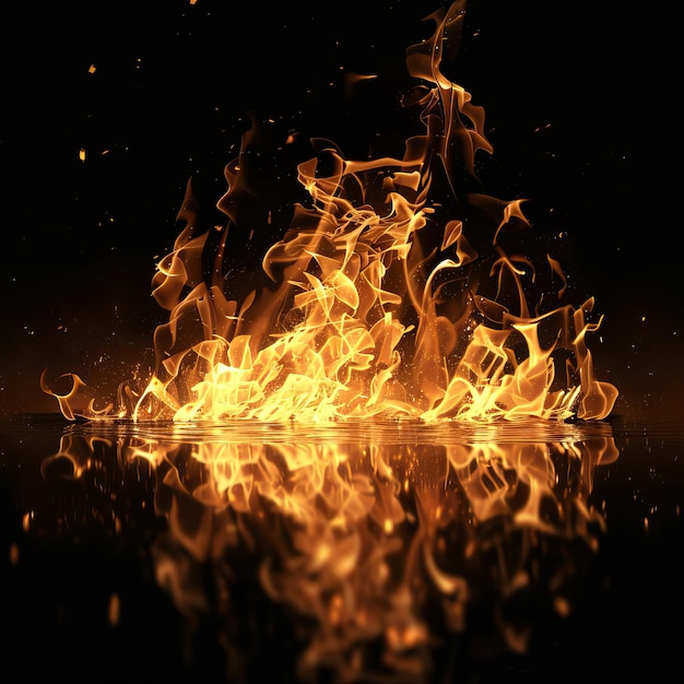 Texture of fire on a black background High quality AI generated image