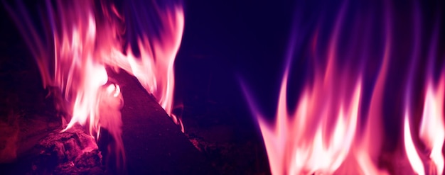 The texture of the flame on a black background The ultraviolet glow of the fire 3d illustration