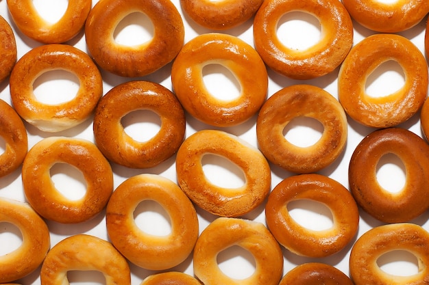 Texture of freshly baked bagels