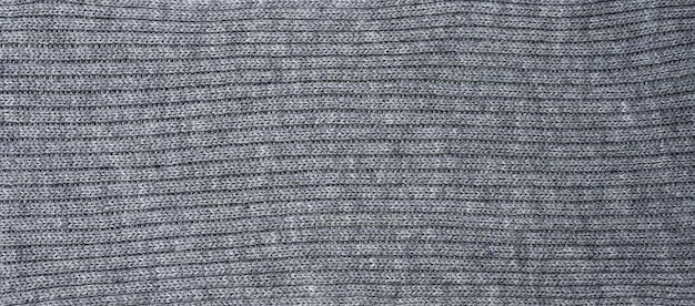 Photo texture of gray knitted woolen cloth full frame