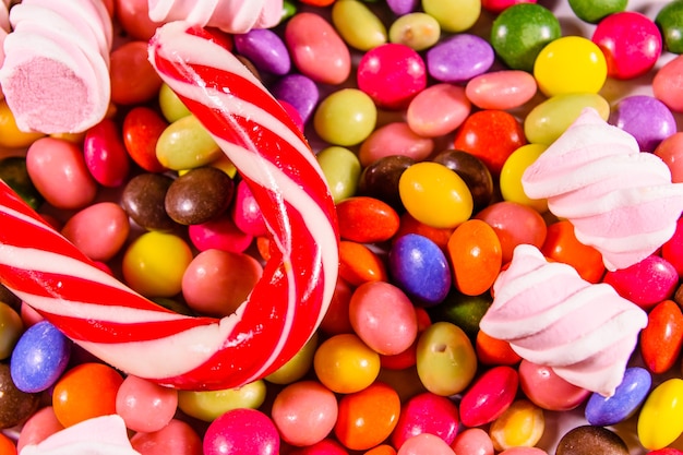 Texture of the many different candies for background