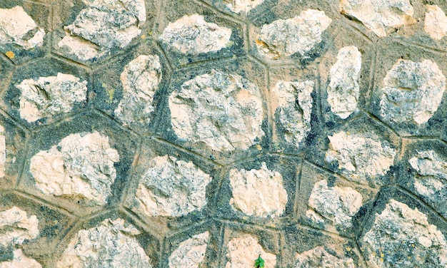 texture of masonry close-up, background of natural stone of various shapes in brown beige gray color