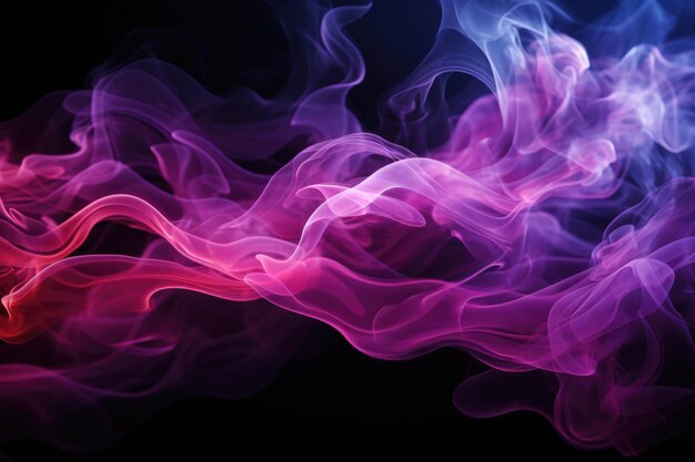 Texture Movement of Delicate Purple Cigarette Smoke on Black Background generative IA