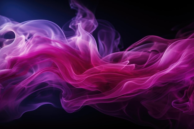 Texture Movement of Delicate Purple Cigarette Smoke on Black Background generative IA