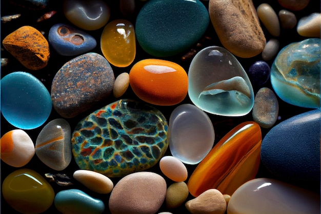 texture of natural glass colored sea pebble