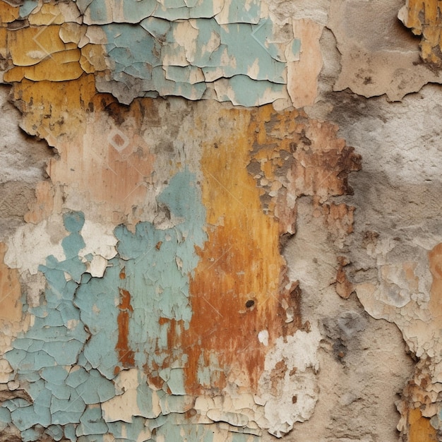 A texture of old paint and peeling paint on a wall.