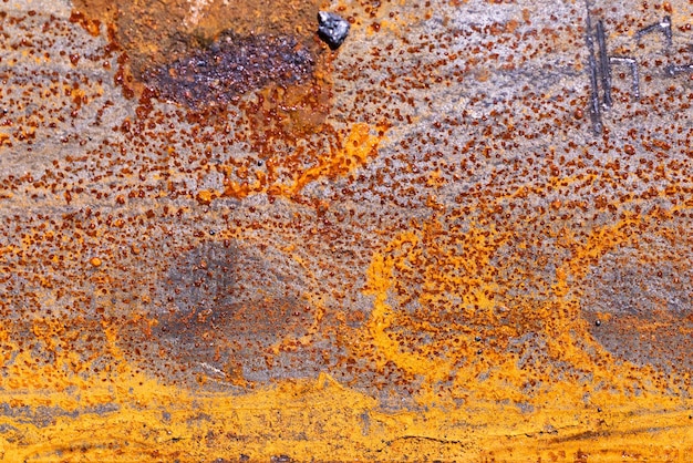 Texture of an old rusty piece of metal rust on metal for background