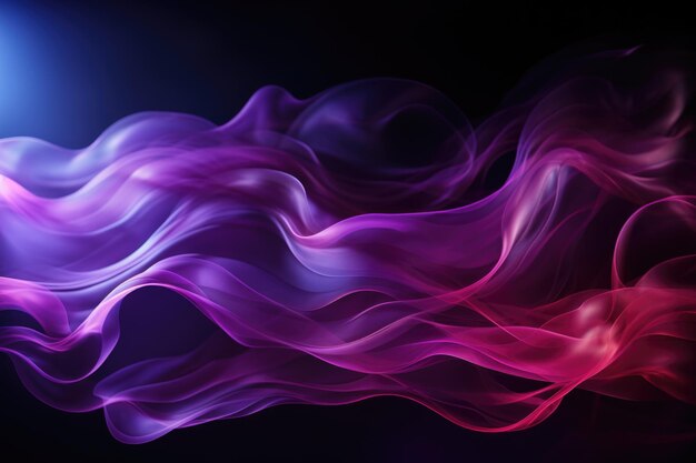 Texture Realistic Purple Smoke Waves isolated in the Black Background generative IA