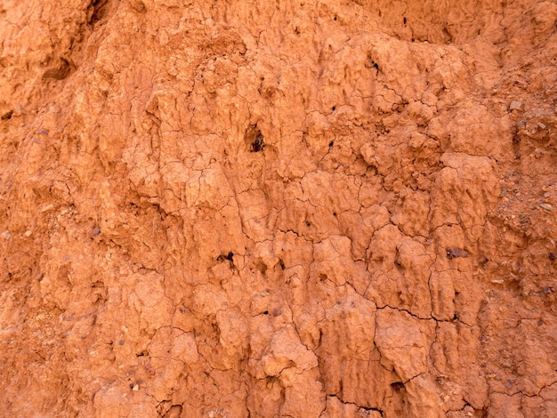 Texture of red clay Natural natural patterns Dry red background closeup