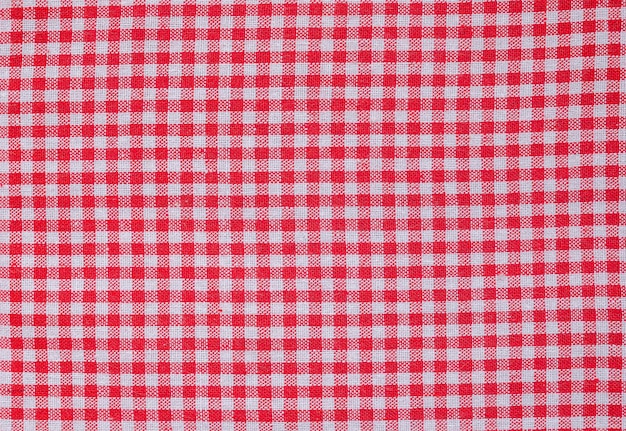 Texture of red and white blocked tartan cloth