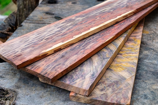 The texture of rosewood planks stacked together