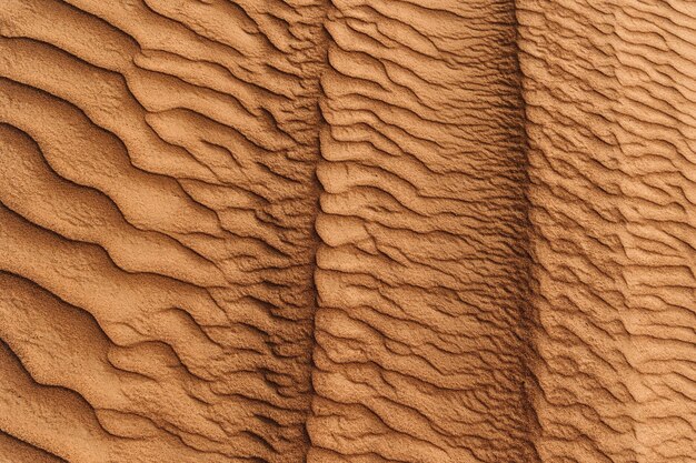 Texture of the sand in the desert wavy sand background top view