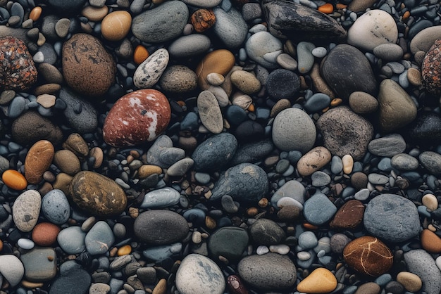 Texture of sea pebbles arranged in a moody background Relaxing zen atmosphere Generative AI