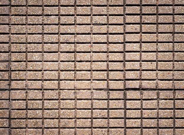 Texture of a sidewalk made from small rectangle bricks photographed from above