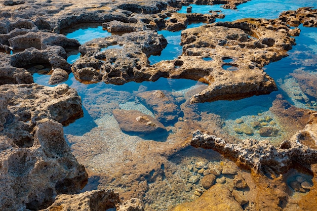 The texture of the stony sea shore