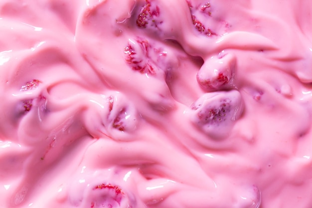 Texture Strawberry Yogurt,Close up homemade pink creamy blueberry or strawberry yogurt texture backg