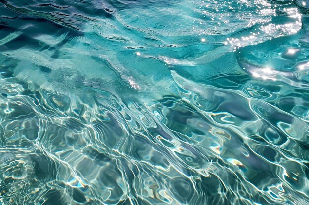 Texture of the surface of the water in the pool with sun reflections