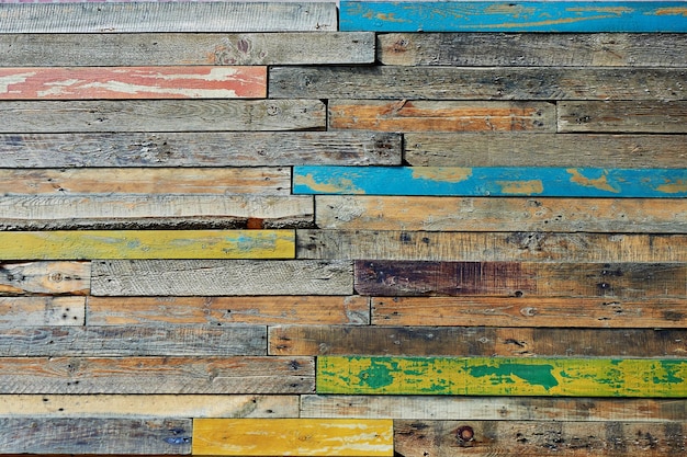 Texture unitsmulticolored wooden fence or floor formed from wood painted in cheerful colors