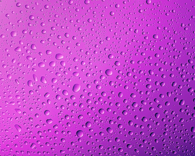 The texture of the water Drops on a violet surface