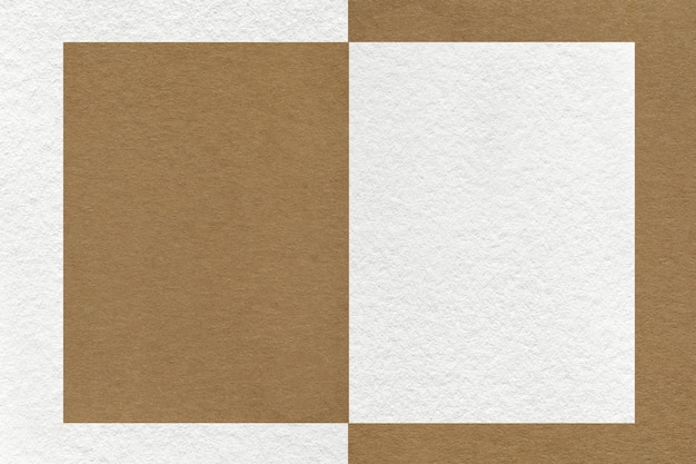 Texture of white and brown paper background with geometric shape and pattern macro Craft beige cardboard