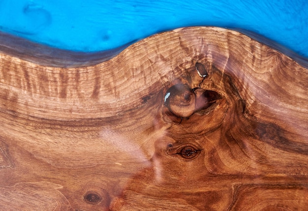 Texture of a wooden table with epoxy resin