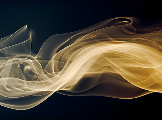 Texture of yellow smoke Abstract yellow smoke on a black background Steam texture