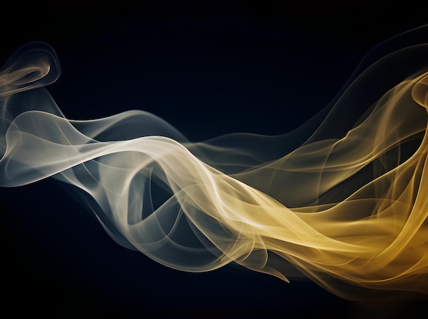 Texture of yellow and white smoke Abstract yellow and white smoke on a black background Steam texture