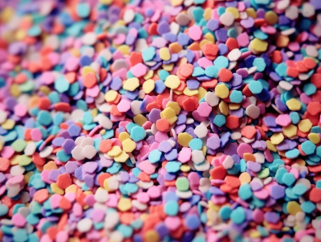 Textured background of colorful caramel confetti