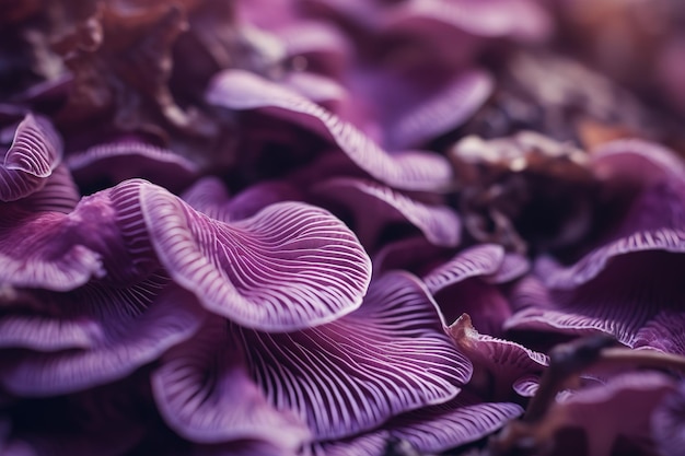 the textured background of purple mushrooms