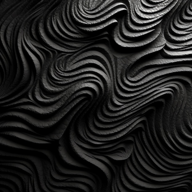 Textured black and abstract background with wavy lines