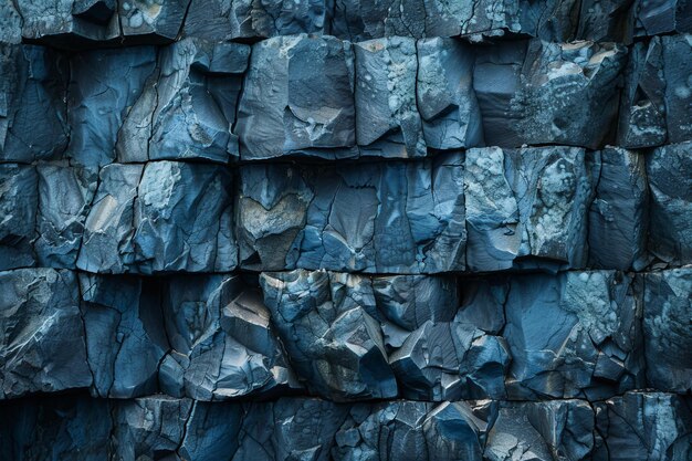 Textured Blue Lava Rock Wall in Natural Light