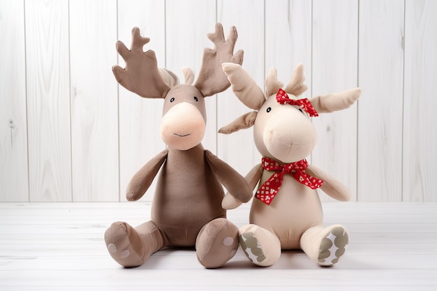 Textured closeup of plush textile toys sitting side by side