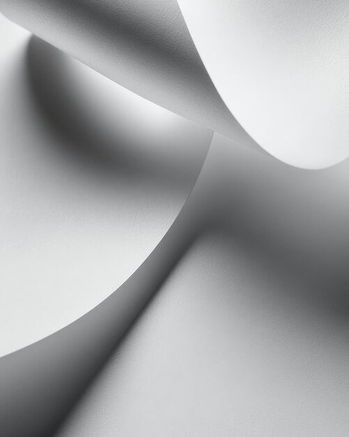 Photo textured curves of white paper creating a minimalist aesthetic in soft natural light