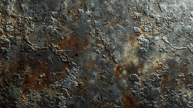 A textured dark gray surface with patches of brown rust