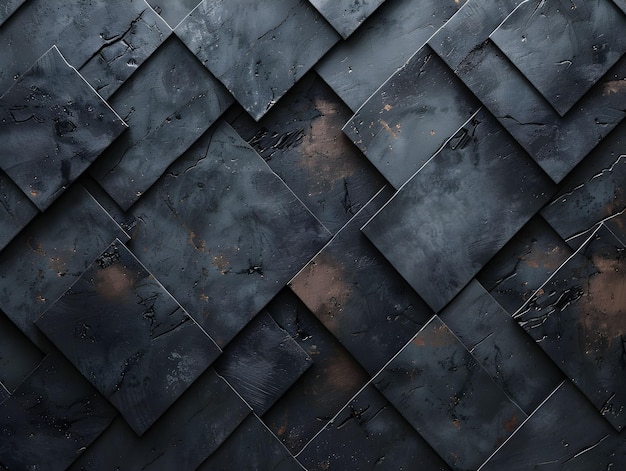 Photo textured dark slate tiles arranged in an overlapping pattern on a surface