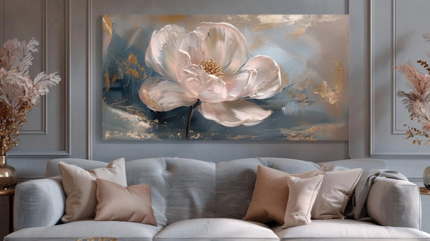 Textured Floral Elegance Interior Art