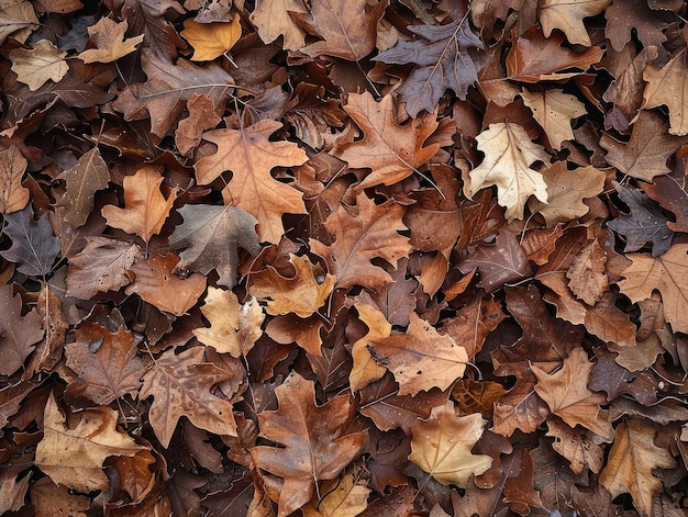 Textured Forest Floor Earthiness Fallen Leaves Closeup of textured forest floor covered in a carpet of fallen leaves ar 43 style raw stylize 250 Job ID 27ea8b08f2e547539f148457a5b81084