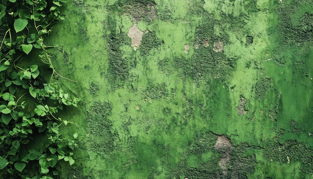 Photo textured green wall with climbing vines in a natural setting during daylight