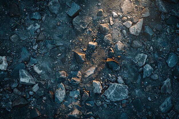 Textured ice shards on a frozen surface under blue lighting