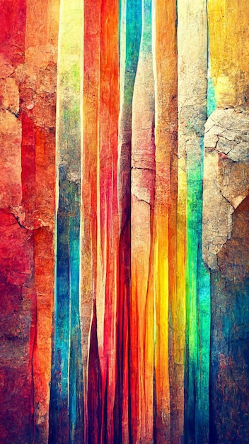 Textured multi Colorful rainbow abstract color spectrum line 3D illustration