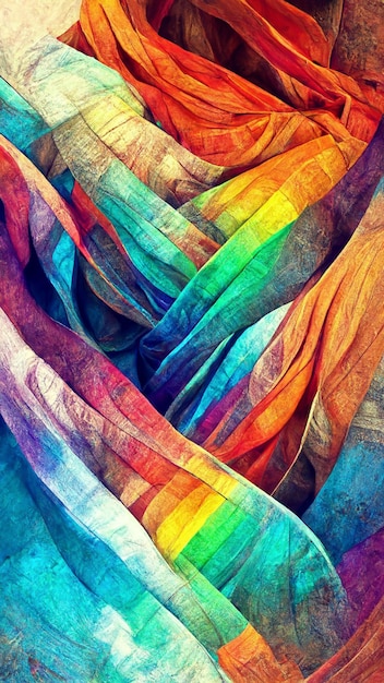 Textured multi Colorful rainbow abstract color spectrum line 3D illustration