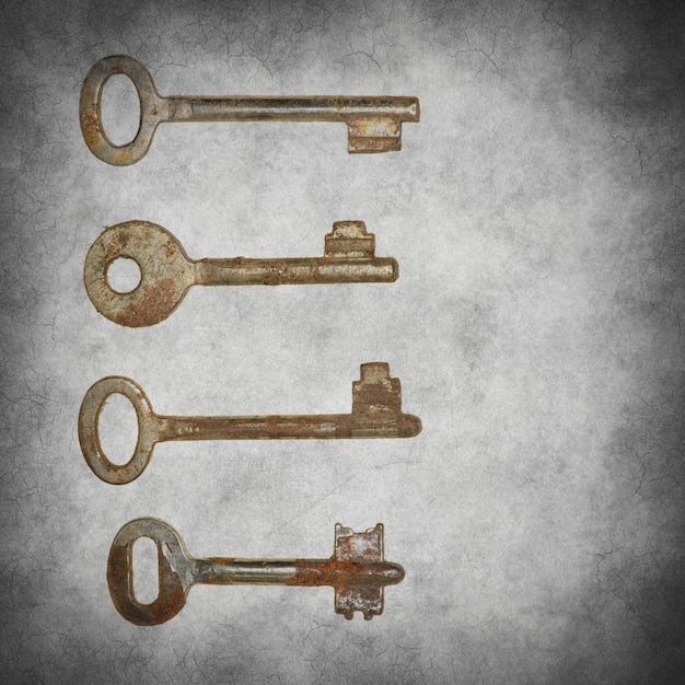 Textured old background with old keys