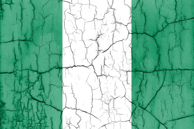 Textured photo of the flag of Nigeria with cracks