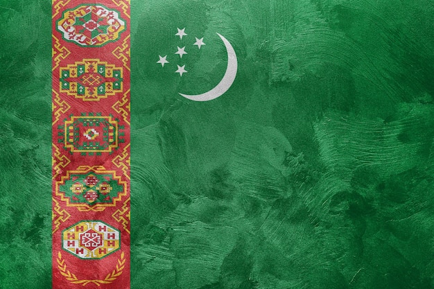 Textured photo of the flag of Turkmenistan